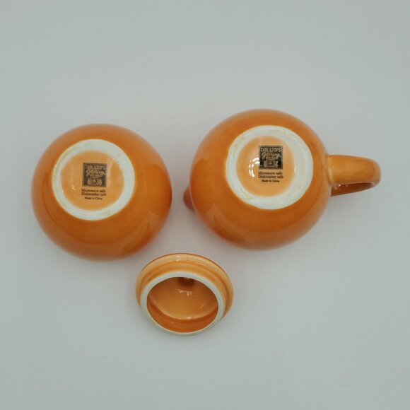 Tabletops Unlimited Playa Orange Creamer & Sugar Set Sugar Bowl and Creamer - Picture 3 of 8